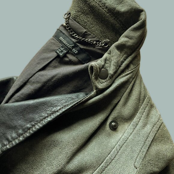 Muubaa London Army Green and Black Leather Motorcycle Jacket – 6 - Picture 6 of 10